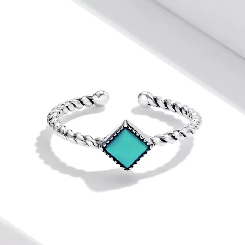 (afbeelding voor) Pandora Style Geometrisch Turkoois Open Ring - SCR753 - Bekijken 3