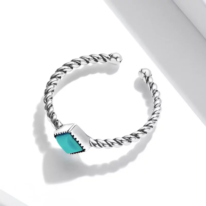 (afbeelding voor) Pandora Style Geometrisch Turkoois Open Ring - SCR753 - Bekijken 4