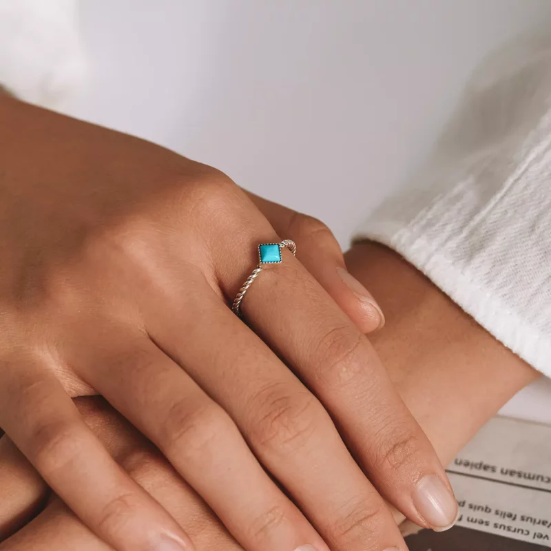 (afbeelding voor) Pandora Style Geometrisch Turkoois Open Ring - SCR753 - Bekijken 5