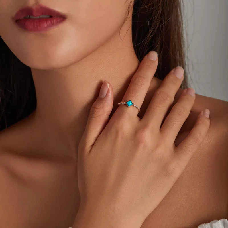 (afbeelding voor) Pandora Style Geometrisch Turkoois Open Ring - SCR753 - Bekijken 7