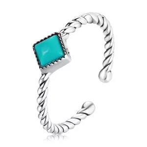 (afbeelding voor) Pandora Style Geometrisch Turkoois Open Ring - SCR753