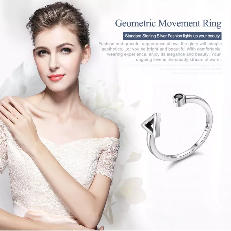 (afbeelding voor) Pandora Style Geometrische beweging Open Ring - SCR144 - Bekijken 2