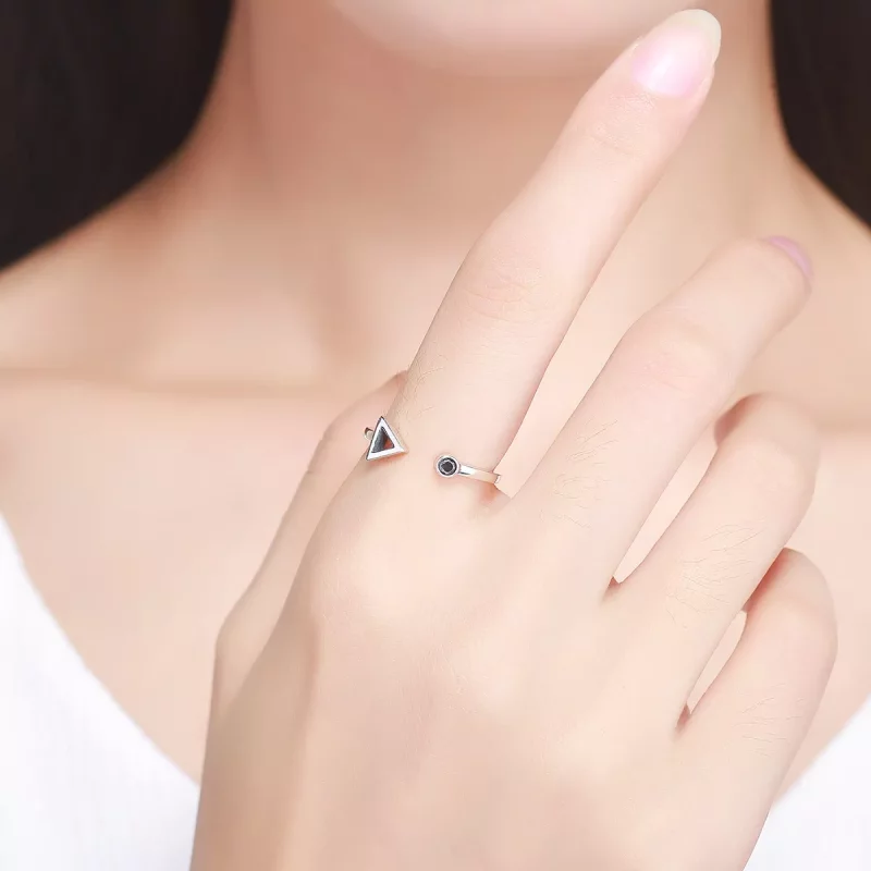 (afbeelding voor) Pandora Style Geometrische beweging Open Ring - SCR144 - Bekijken 5