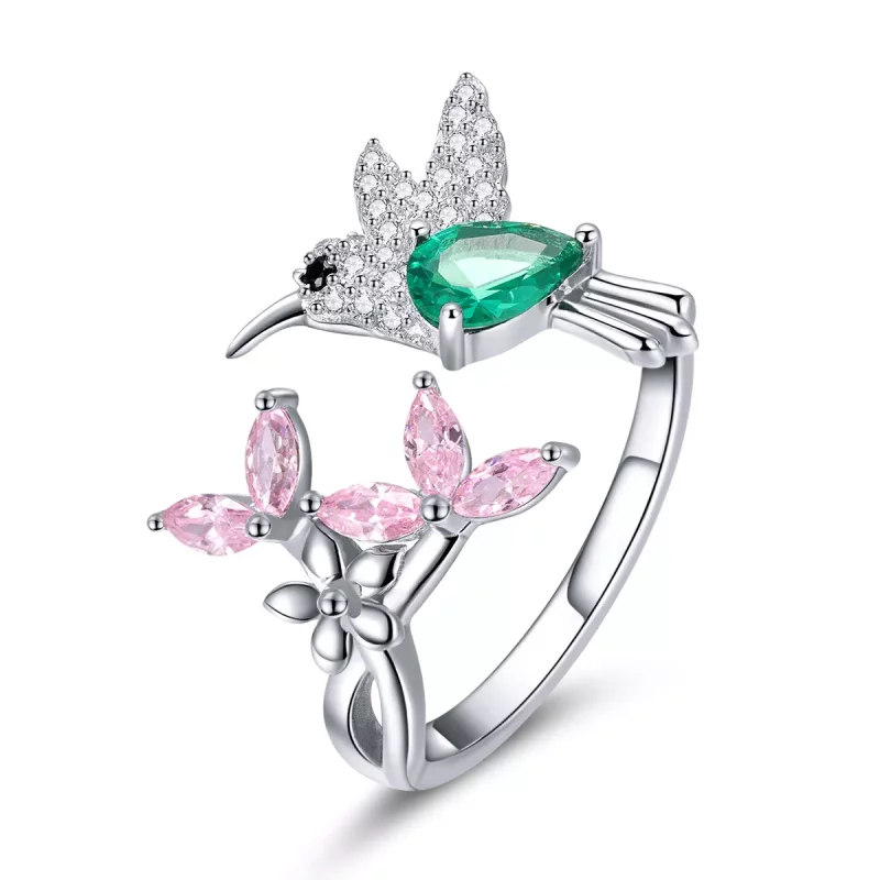 (afbeelding voor) Pandora Style Geschenk van kolibrie Open Ring - BSR016 - Bekijken 3