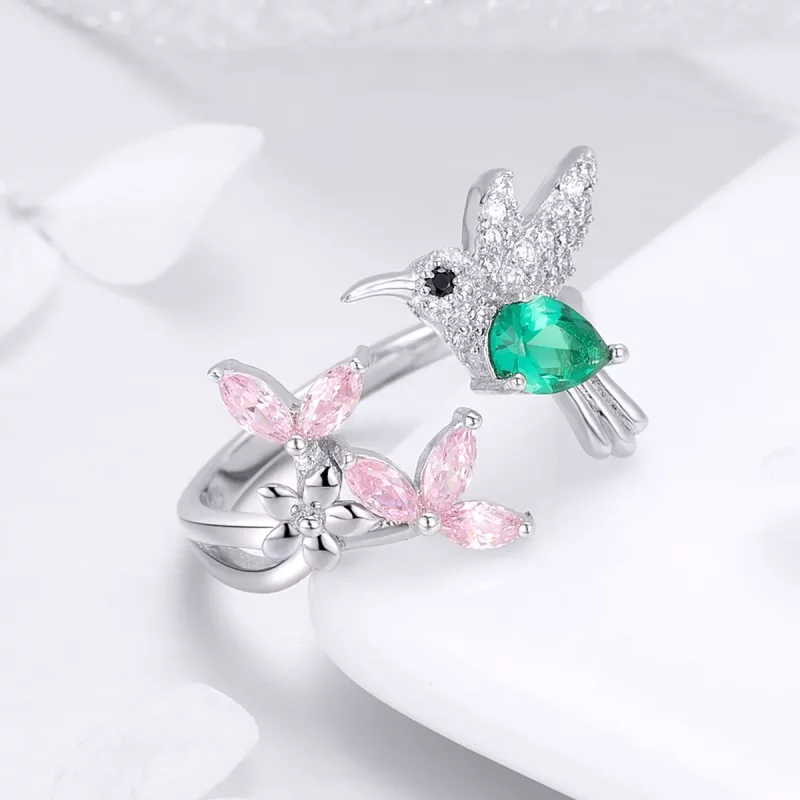 (afbeelding voor) Pandora Style Geschenk van kolibrie Open Ring - BSR016 - Bekijken 4