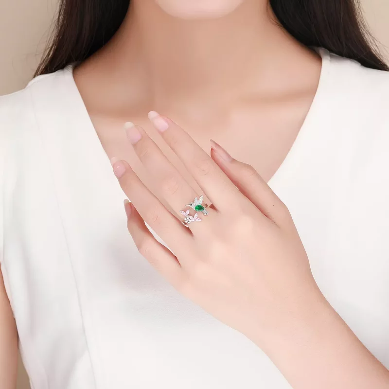 (afbeelding voor) Pandora Style Geschenk van kolibrie Open Ring - BSR016 - Bekijken 5