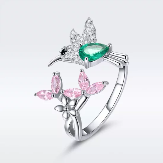 (afbeelding voor) Pandora Style Geschenk van kolibrie Open Ring - BSR016