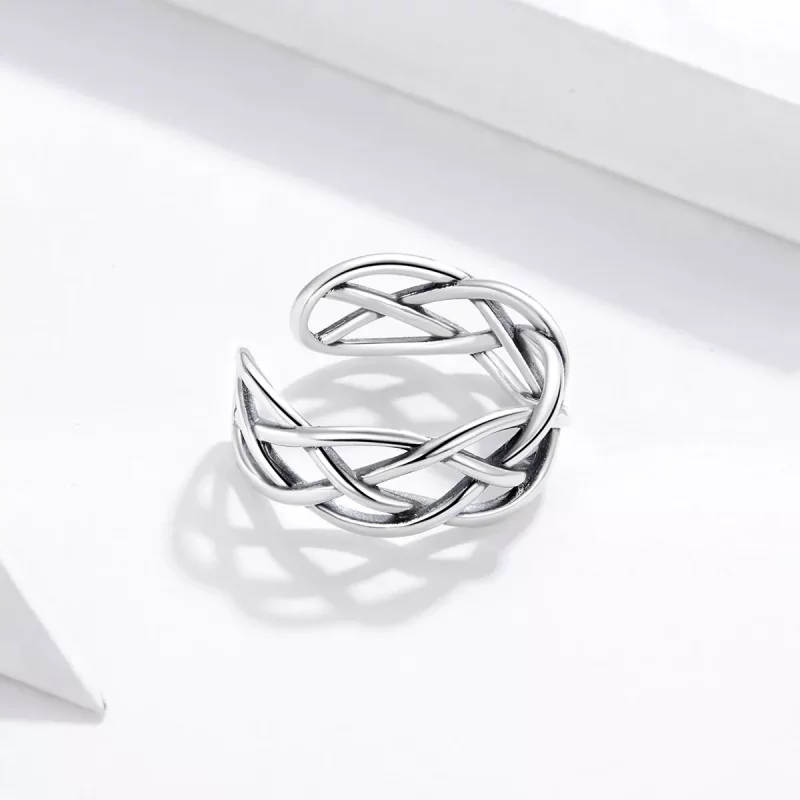 (afbeelding voor) Pandora Style Geweven Textuur Open Ring - SCR675 - Bekijken 2