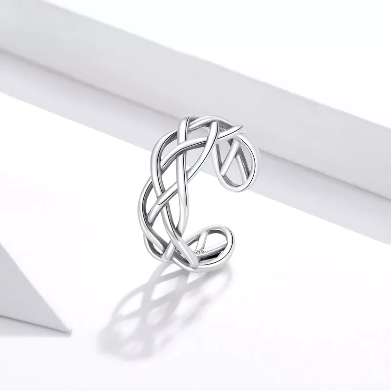 (afbeelding voor) Pandora Style Geweven Textuur Open Ring - SCR675 - Bekijken 3