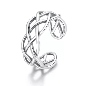 (afbeelding voor) Pandora Style Geweven Textuur Open Ring - SCR675