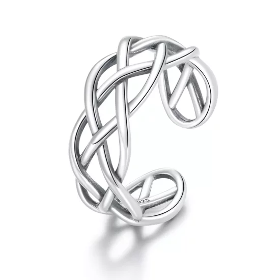 (afbeelding voor) Pandora Style Geweven Textuur Open Ring - SCR675