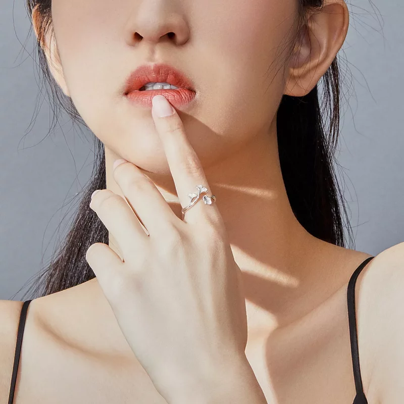 (afbeelding voor) Pandora Style Ginkgo blad Open Ring - BSR097 - Bekijken 6