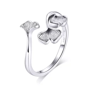 Pandora Style Ginkgo blad Open Ring - BSR097 (afbeelding voor) Pandora Style Ginkgo blad Open Ring - BSR097