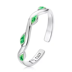 Pandora Style Groene bladeren Open Ring - SCR808 (afbeelding voor) Pandora Style Groene bladeren Open Ring - SCR808