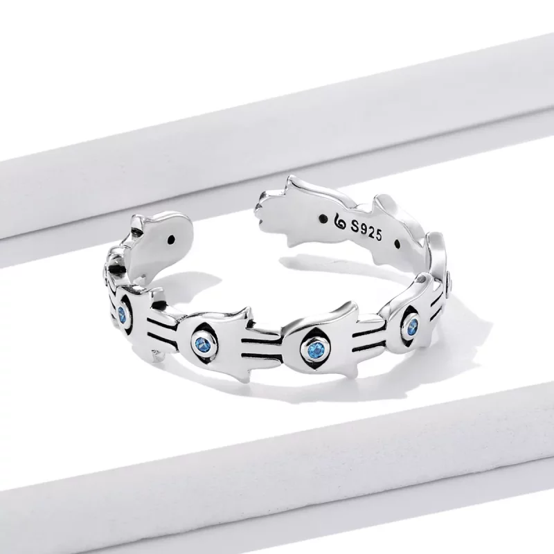 (afbeelding voor) Pandora Style Hand van Fatima Open Ring - BSR237 - Bekijken 3