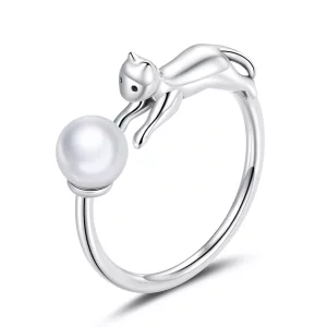 (afbeelding voor) Pandora Style Kat speelt bal Open Ring - SCR683