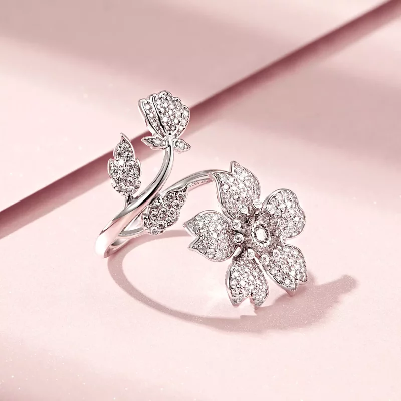 (afbeelding voor) Pandora Style Kersenbloesems Open Ring - BSR076 - Bekijken 4