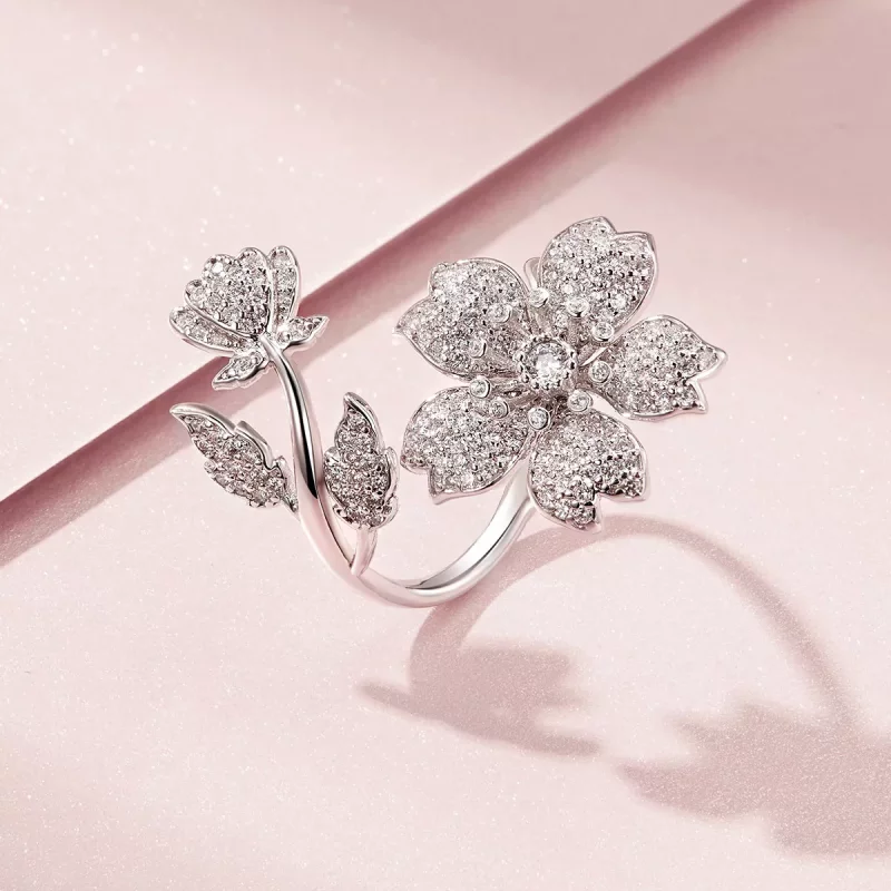 (afbeelding voor) Pandora Style Kersenbloesems Open Ring - BSR076 - Bekijken 5
