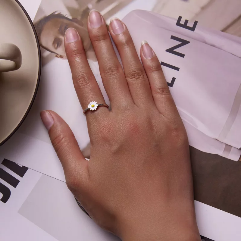 (afbeelding voor) Pandora Style Kleine Madeliefje Open Ring - SCR811 - Bekijken 6