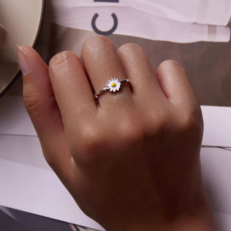 (afbeelding voor) Pandora Style Kleine Madeliefje Open Ring - SCR811 - Bekijken 7