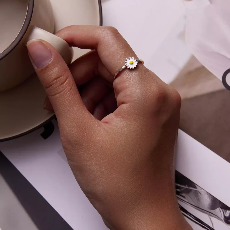 (afbeelding voor) Pandora Style Kleine Madeliefje Open Ring - SCR811 - Bekijken 8