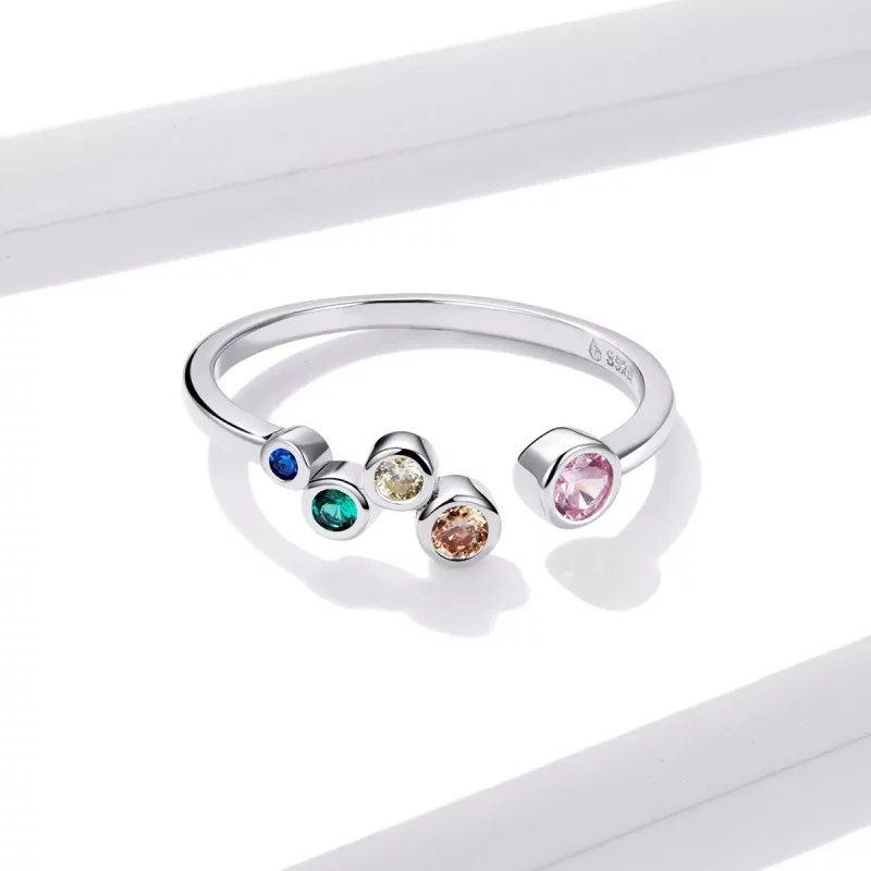 (afbeelding voor) Pandora Style Kleurrijke bubbels Open Ring - BSR149 - Bekijken 3