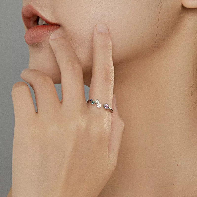 (afbeelding voor) Pandora Style Kleurrijke bubbels Open Ring - BSR149 - Bekijken 8