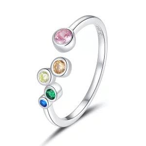 Pandora Style Kleurrijke bubbels Open Ring - BSR149 (afbeelding voor) Pandora Style Kleurrijke bubbels Open Ring - BSR149