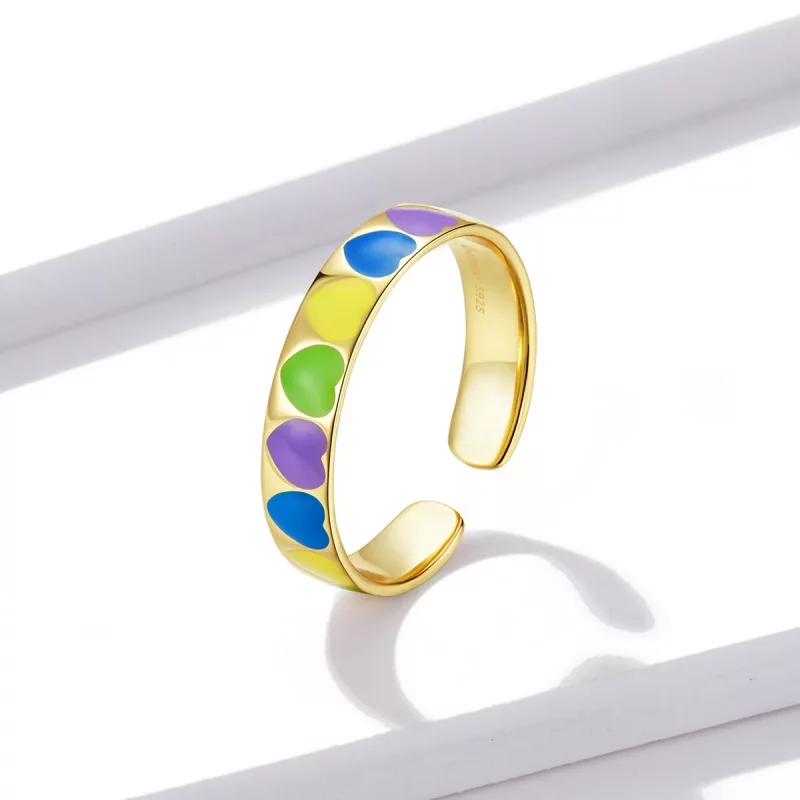 (afbeelding voor) Pandora Style Kleurrijke Harten Open Ring - BSR222 - Bekijken 2