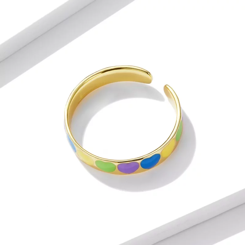 (afbeelding voor) Pandora Style Kleurrijke Harten Open Ring - BSR222 - Bekijken 3