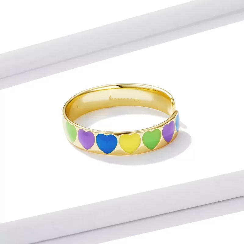 (afbeelding voor) Pandora Style Kleurrijke Harten Open Ring - BSR222 - Bekijken 4