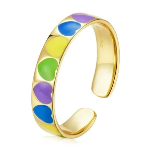 Pandora Style Kleurrijke Harten Open Ring - BSR222 (afbeelding voor) Pandora Style Kleurrijke Harten Open Ring - BSR222