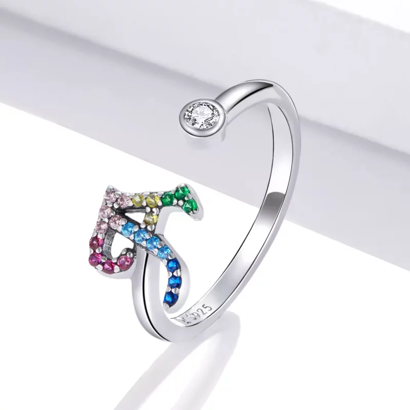 (afbeelding voor) Pandora Style Kleurrijke Letter-A Open Ring - SCR723-A - Bekijken 2