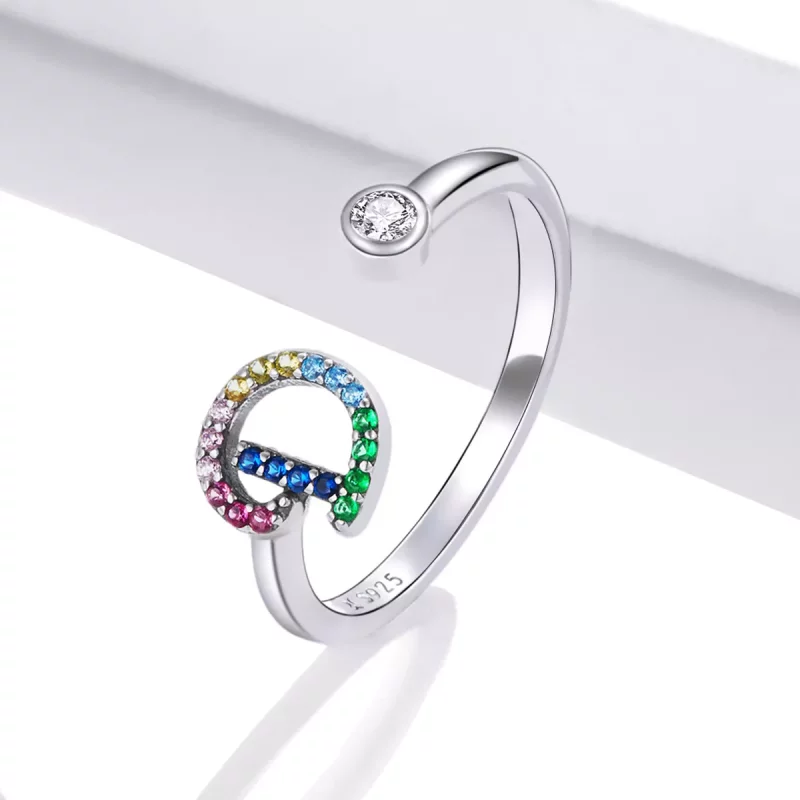 (afbeelding voor) Pandora Style Kleurrijke Letter-D Open Ring - SCR723-D - Bekijken 2