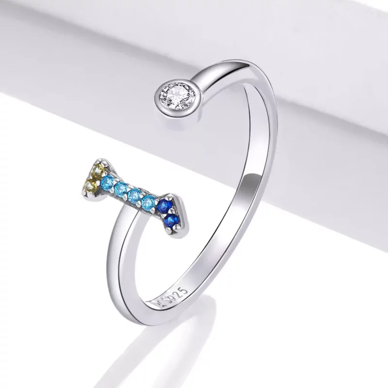 (afbeelding voor) Pandora Style Kleurrijke Letter-I Open Ring - SCR723-I - Bekijken 2