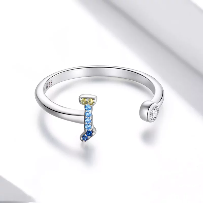 (afbeelding voor) Pandora Style Kleurrijke Letter-I Open Ring - SCR723-I - Bekijken 3