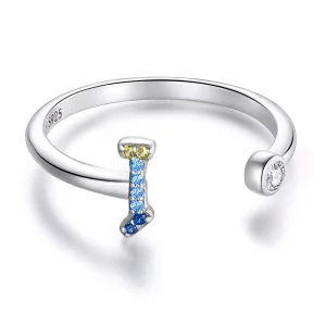 Pandora Style Kleurrijke Letter-I Open Ring - SCR723-I (afbeelding voor) Pandora Style Kleurrijke Letter-I Open Ring - SCR723-I