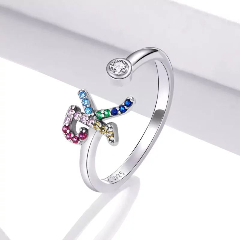 (afbeelding voor) Pandora Style Kleurrijke Letter-K Open Ring - SCR723-K - Bekijken 2