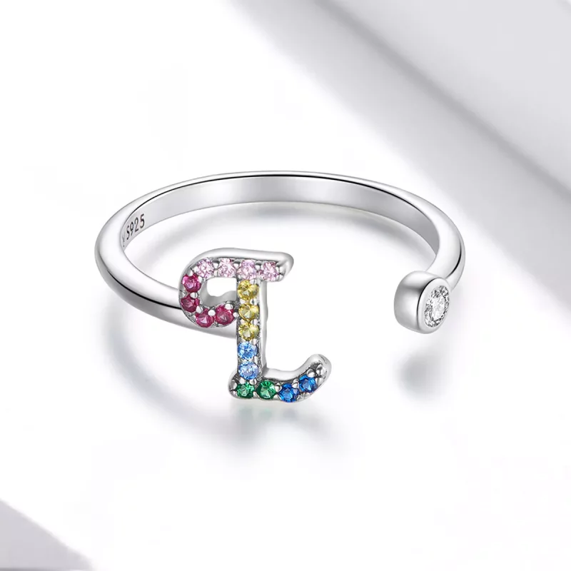 (afbeelding voor) Pandora Style Kleurrijke Letter-L Open Ring - SCR723-L - Bekijken 3