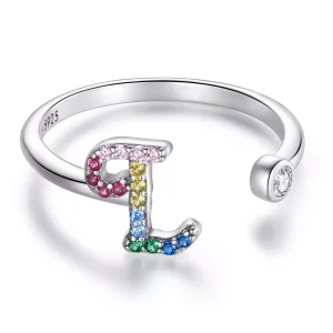 Pandora Style Kleurrijke Letter-L Open Ring - SCR723-L (afbeelding voor) Pandora Style Kleurrijke Letter-L Open Ring - SCR723-L