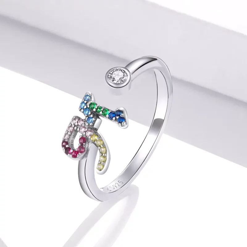 (afbeelding voor) Pandora Style Kleurrijke Letter-M Open Ring - SCR723-M - Bekijken 2