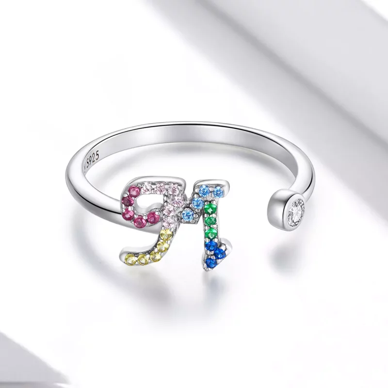 (afbeelding voor) Pandora Style Kleurrijke Letter-M Open Ring - SCR723-M - Bekijken 3