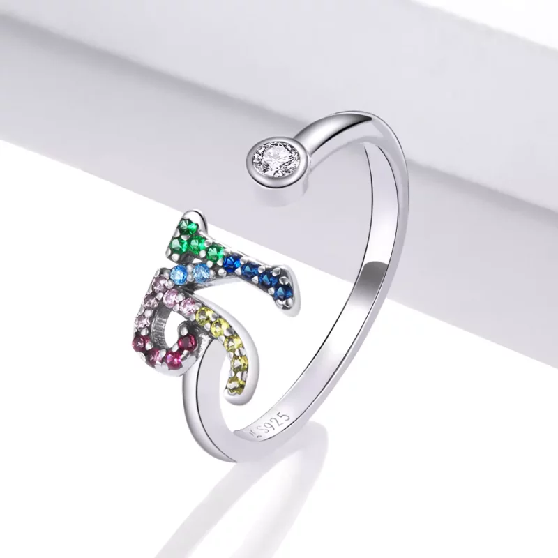 (afbeelding voor) Pandora Style Kleurrijke Letter-N Open Ring - SCR723-N - Bekijken 2