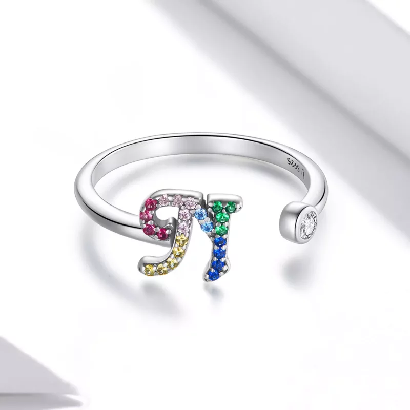 (afbeelding voor) Pandora Style Kleurrijke Letter-N Open Ring - SCR723-N - Bekijken 3