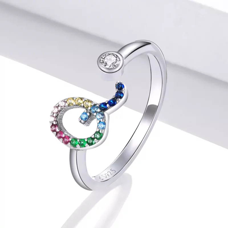 (afbeelding voor) Pandora Style Kleurrijke Letter-Q Open Ring - SCR723-Q - Bekijken 2