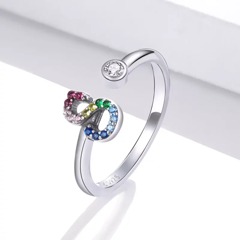 (afbeelding voor) Pandora Style Kleurrijke Letter-S Open Ring - SCR723-S - Bekijken 2