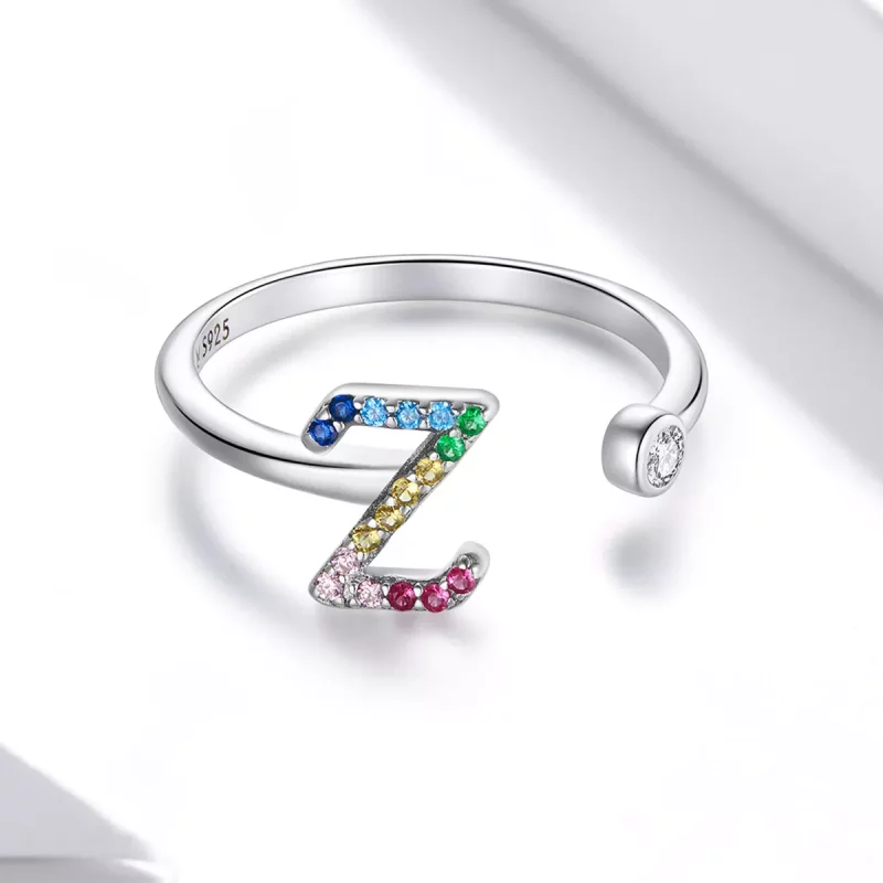 (afbeelding voor) Pandora Style Kleurrijke Letter-Z Open Ring - SCR723-Z - Bekijken 3