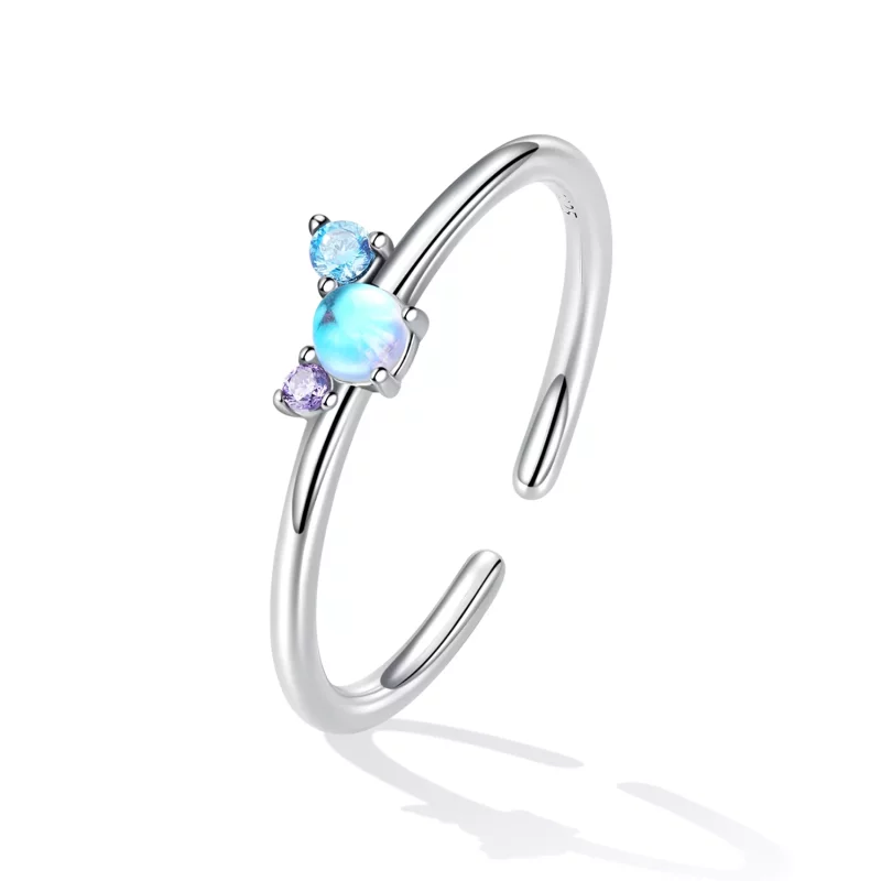 (afbeelding voor) Pandora Style Kleurrijke Maansteen Open Ring - SCR824 - Bekijken 2