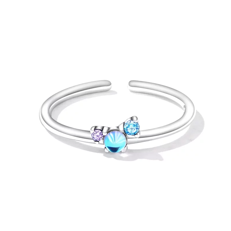 (afbeelding voor) Pandora Style Kleurrijke Maansteen Open Ring - SCR824 - Bekijken 3