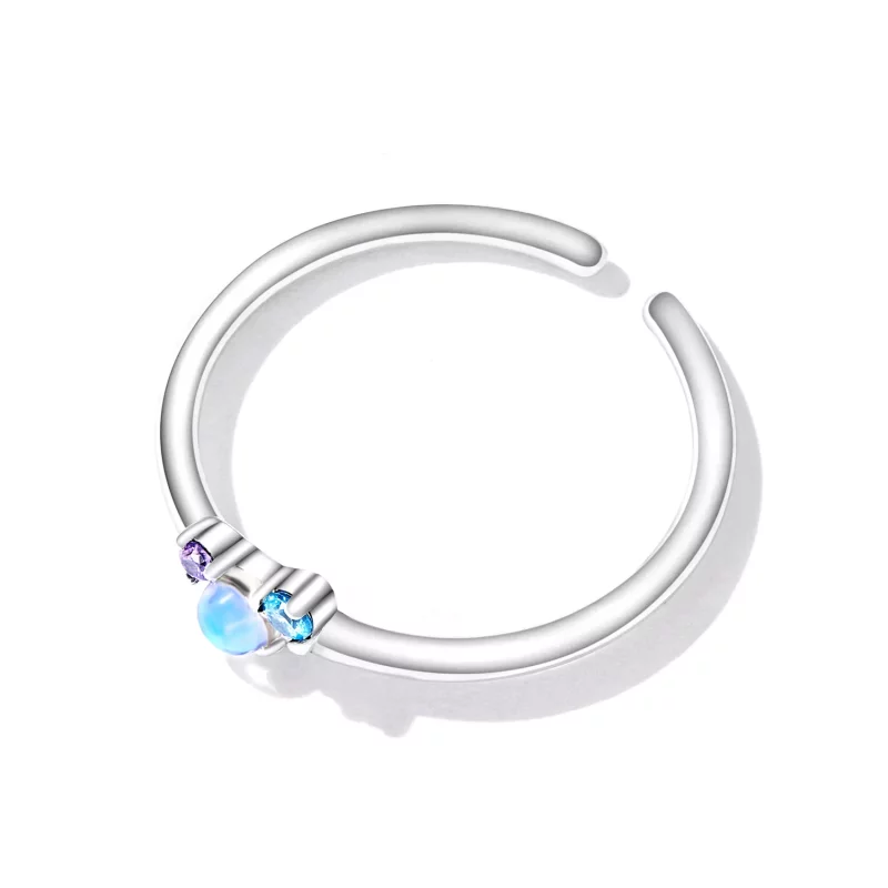 (afbeelding voor) Pandora Style Kleurrijke Maansteen Open Ring - SCR824 - Bekijken 4